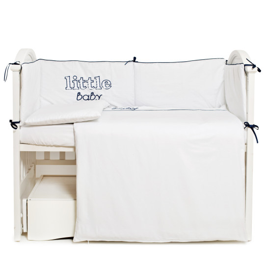 Постельный комплект 6 эл Twins Little Baby 4042-TLB-09, white/blue, белый/синий