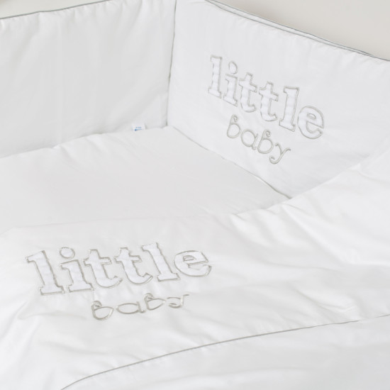 Постельный комплект 6 эл Twins Little Baby 4042-TLB-10, white/grey, белый/серый
