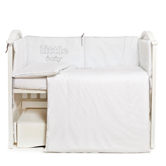 Постельный комплект 6 эл Twins Little Baby 4042-TLB-10, white/grey, белый/серый