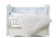 Постельный комплект 6 эл Twins Birds 4021-TB-401, blue/white, белый/голубой
