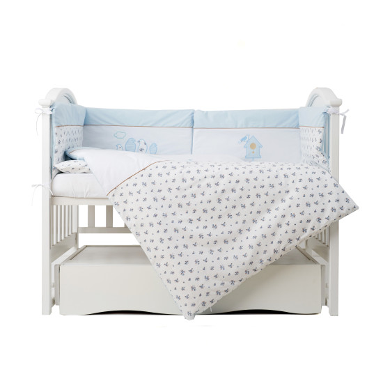 Постельный комплект 6 эл Twins Birds 4021-TB-401, blue/white, белый/голубой