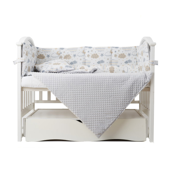 Постельный комплект 6 эл Twins Sky 4060-TS-10, grey, серый
