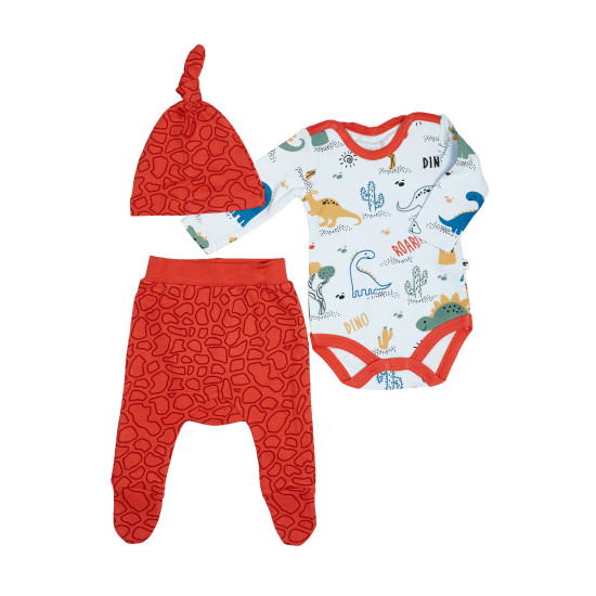 Set for the boy Caramel Dino (body, trousers, hat) BPS8034-68, Blue, Blue, 62/68