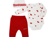 Set for the girl Caramel watermelon (body, trousers, hat) BPS7717-62, White/Red, White/Red, 56/62