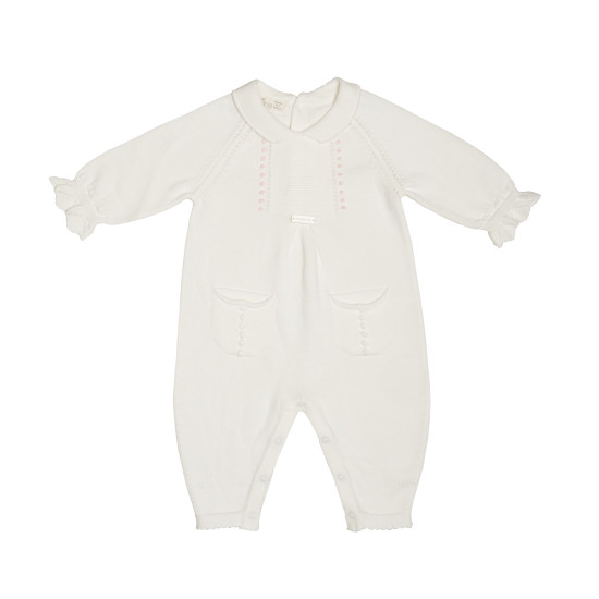 ROMPER Knitwood Twins LEO for a girl TUK-7353-6-9, ECRU, Bright Beige, 6-9 months