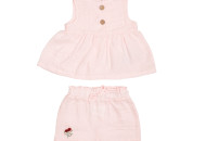 Set for the girl Caramel Natural Girl (shorts, T-shirt) Muslin TKK8117-62, Pink, Pink, 56/62