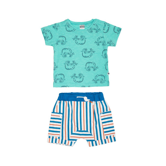 Baby set for boy Caramel Chameleon (T-shirt and shorts) turquoise 80/86