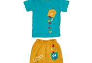 Детский костюм летний Twins Bobiskobaby Lucky (футболка и шорты) ментол 6-9 мес