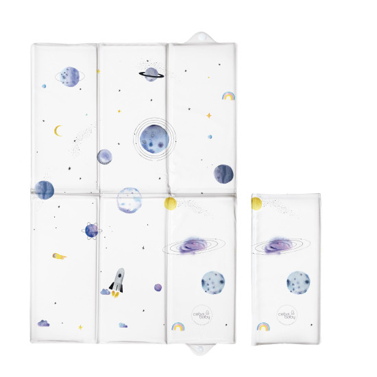 Пеленальный матрас Cebababy 40x60 Watercolor Word W-305-123-651, Universe, белый
