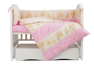 Постельный комплект 4 эл Twins Comfort бампер + сменка 4052-C-016, Игрушки розовые, розовый