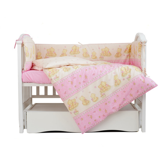 Постельный комплект 4 эл Twins Comfort бампер + сменка 4052-C-016, Игрушки розовые, розовый