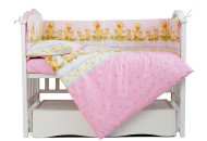 Постельный комплект 4 эл в кроватку девочки Twins Comfort бампер + сменка 4052-C-026, Утята розовые, розовый