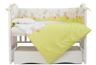 Постельный комплект 4 эл Twins Comfort бампер + сменка 4052-C-022, Горошки зеленые, зеленый