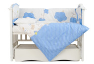 Постельный комплект 4 эл Twins Comfort бампер + сменка 4052-C-020, Горошки голубые, синий