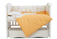 Постельный комплект 4 эл Twins Comfort бампер + сменка 4052-C-021, Горошки оранжевые, оранжевый