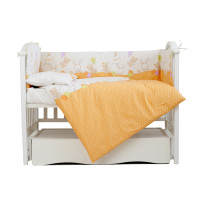 Постельный комплект 4 эл Twins Comfort бампер + сменка 4052-C-021, Горошки оранжевые, оранжевый