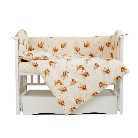 Постельный комплект 4 эл Twins Comfort бампер + сменка 4052-C-031, Пчелки, бежевый