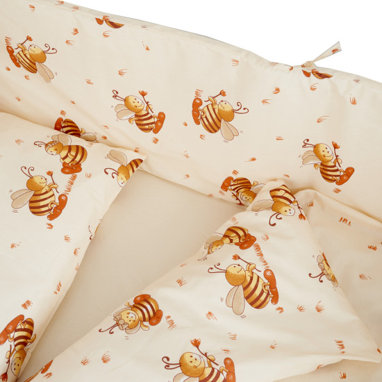 Постельный комплект 4 эл Twins Comfort бампер + сменка 4052-C-031, Пчелки, бежевый