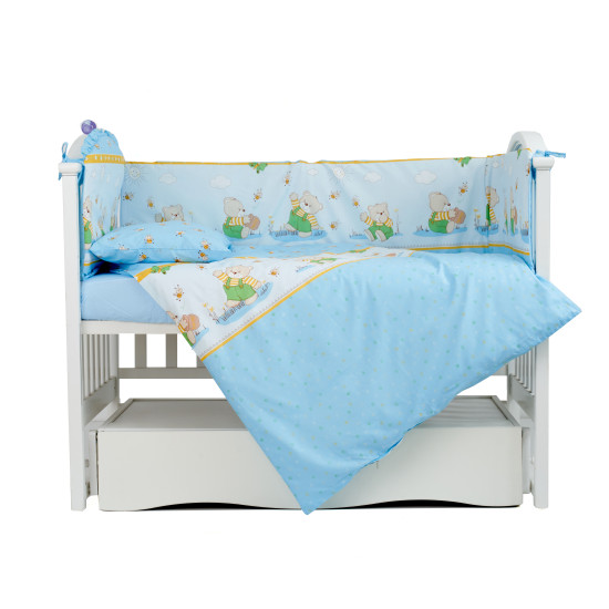Постельный комплект 4 эл Twins Comfort бампер + сменка 4052-C-011, Медуны голубые, синий