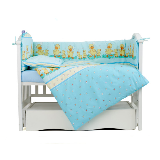 Постельный комплект 4 эл Twins Comfort бампер + сменка 4052-C-025, Утята голубые, синий