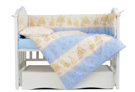 Постельный комплект 4 эл Twins Comfort бампер + сменка 4052-C-017, Игрушки голубые, беж/голубой