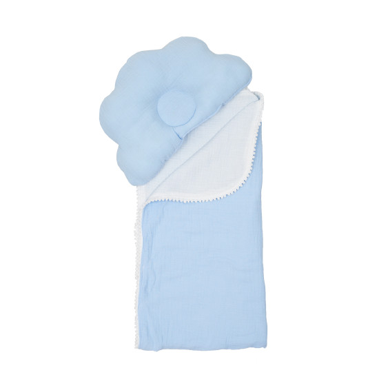 Plaid and Pillow Orthopedic Twins Muslyn Musmellou 110x80 1411-TMPO-04, Blue, Blue