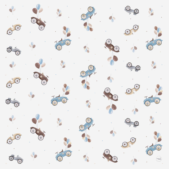 Коврик водонепроницаемый Cebababy 120x120 Cars белый/голубой