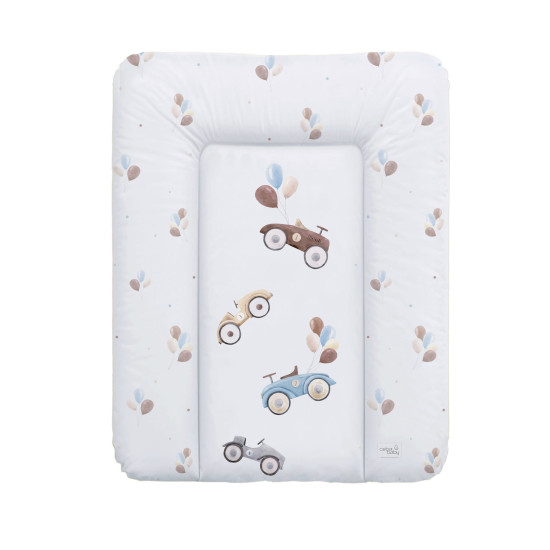 Пеленальный матрас Cebababy 50x70 Retro Autumn W-143-000-640, Retro Cars, белый