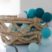Гирлянда - ночник Cottonballlight 20 шариков в коробке Aqua, бирюза