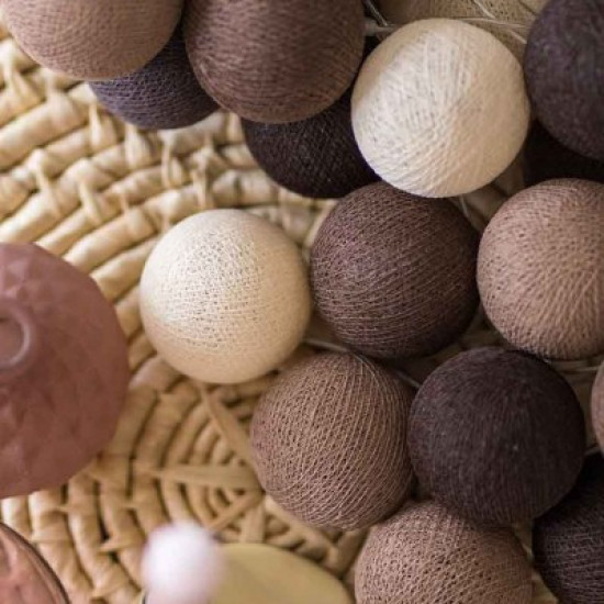 Гирлянда - ночник Cottonballlight 20 шариков в коробке Brown Style, коричневый
