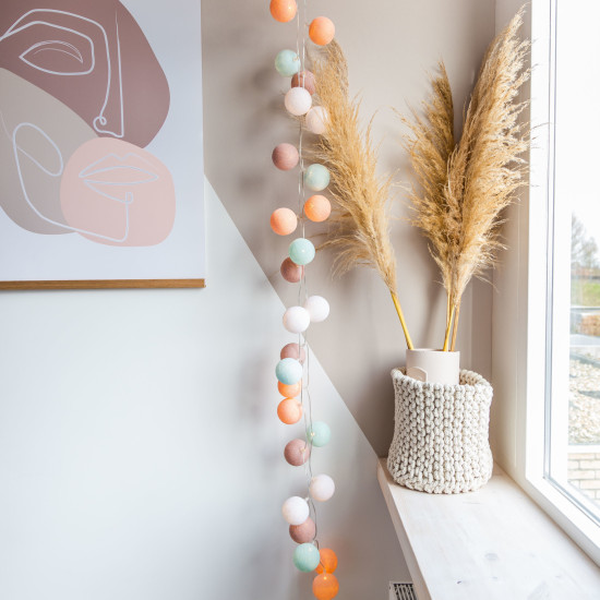 Гирлянда - ночник Cottonballlight 20 шариков в коробке Macaron, мультиколир