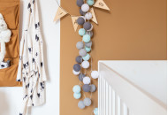 Гирлянда - ночник Cottonballlight 20 шариков в коробке Aqua Grey, мятный