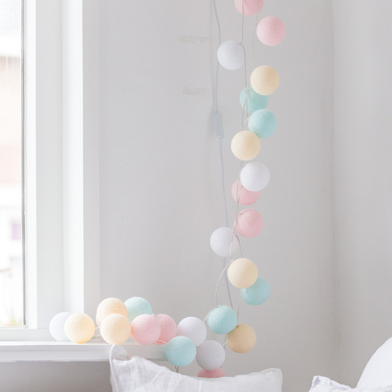 Гирлянда - ночник Cottonballlight 20 шариков в коробке Pastel, мультиколир