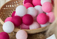 Гирлянда - ночник Cottonballlight 20 шариков в коробке pink, розовый