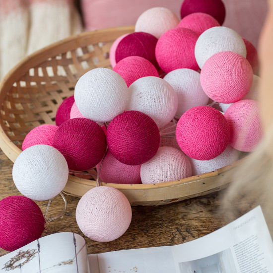 Гирлянда - ночник Cottonballlight 20 шариков в коробке pink, розовый