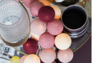 Гирлянда - ночник Cottonballlight 20 шариков в коробке Rose Garden, розовый дым