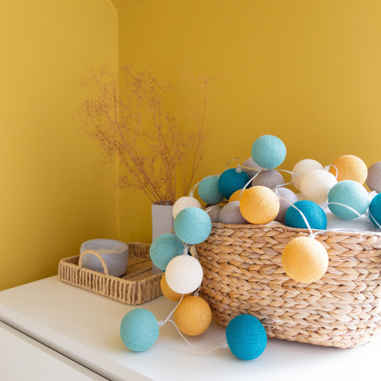 Гирлянда - ночник Cottonballlight 20 шариков в коробке Pacific, мятный