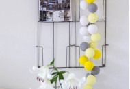 Гирлянда - ночник Cottonballlight 20 шариков в коробке Yellow Stone, серый / желтый