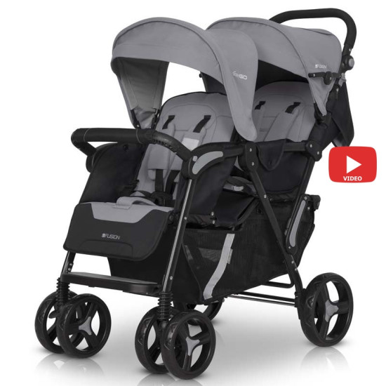 Коляска для двойни EasyGo Fusion Duo Pearl светлый серый