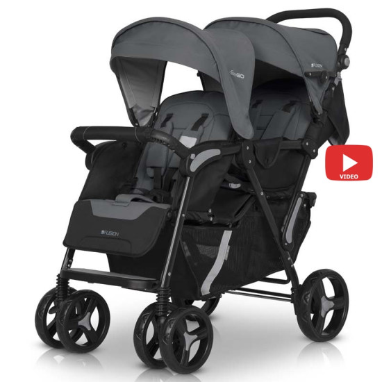 Коляска для двійні EasyGo Fusion Duo 2021 9023-EGFD20-17, Iron, сірий