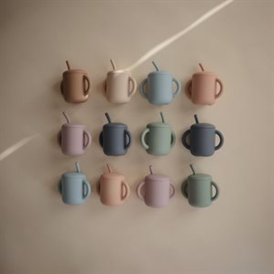 Силіконова кружка - поїлка з трубочкою Mushie, Soft lilas, лаванда