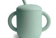 Силіконова кружка - поїлка з трубочкою Mushie, Cambridge Blue, ментол