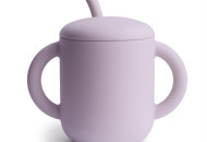 Силіконова кружка - поїлка з трубочкою Mushie, Soft lilas, лаванда