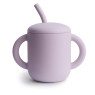 Силіконова кружка - поїлка з трубочкою Mushie, Soft lilas, лаванда
