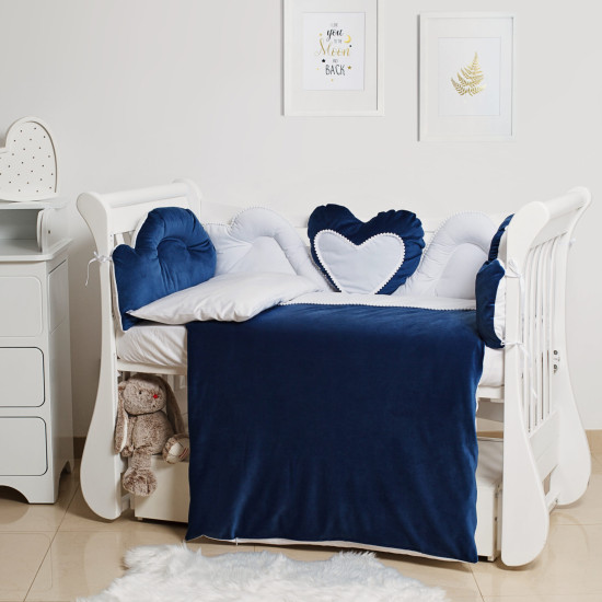 Постельный комплект 6 эл Twins Romantic Heart 4024-R-009-09, blue, синий
