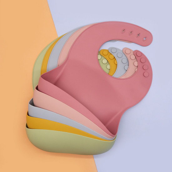 Нагрудник силиконовый Twins Bib TB-03-04, dusty blue, голубой