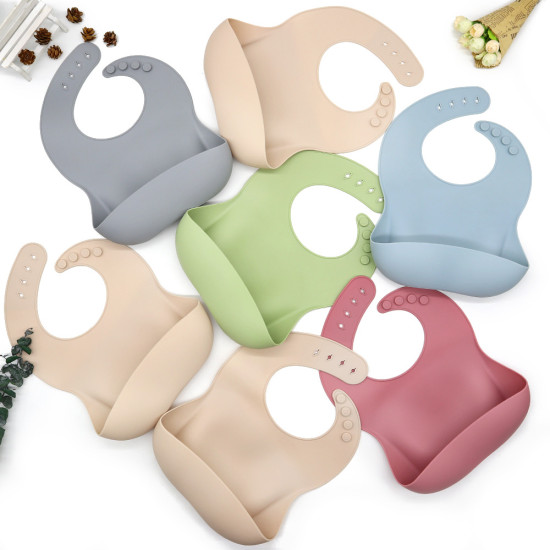 Нагрудник силиконовый Twins Bib TB-03-04, dusty blue, голубой