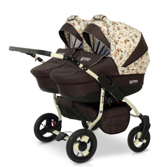 Коляска для двійні Verdi Twin 12, беж/коричневий