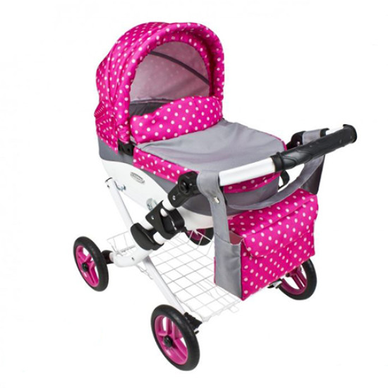 Коляска для ляльки Adbor Lily 08 рожевий/сірий