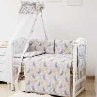 Постельный комплект 8 эл Twins Premium Glamour 4029-TGN-101, Ноченька серая, серый